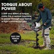 BAUMR-AG Petrol Post Hole Digger, Safety Stop Brake, 150mm+200mm Double Helix Earth Auger Bits