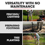 BAUMR-AG Petrol Post Hole Digger, Safety Stop Brake, 150mm+200mm Double Helix Earth Auger Bits