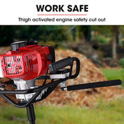 BAUMR-AG Petrol Post Hole Digger, Safety Stop Brake, 150mm+200mm Double Helix Earth Auger Bits