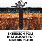 BAUMR-AG Petrol Post Hole Digger, Safety Stop Brake, 150mm+200mm Double Helix Earth Auger Bits