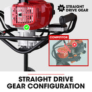 BAUMR-AG Petrol Post Hole Digger, Safety Stop Brake, 150mm+200mm Double Helix Earth Auger Bits