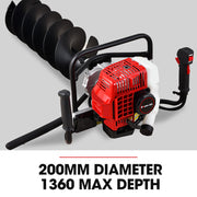 BAUMR-AG Petrol Post Hole Digger, Safety Stop Brake, 150mm+200mm Double Helix Earth Auger Bits