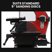 BAUMR-AG Bench Vertical Belt and Disc Sander Combo, 25mm Linisher, 125mm Sanding Disc, Brushless Motor, Dust Collection Ports