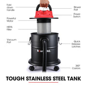 BAUMR-AG 20L 1200W Ash Vacuum Cleaner, for Fireplace, BBQ, Fire Pit