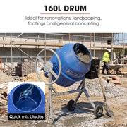 BAUMR-AG 160L Heavy-Duty Petrol Concrete Cement Mixer, 3hp 105cc Engine