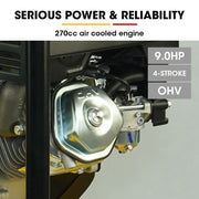 BAUMR-AG 185kg Reversible Vibratory Plate Compactor, Commercial 9HP 270cc, 500x700mm, Wheel Kit, for Sand Soil Gravel Asphalt (BCX-950)