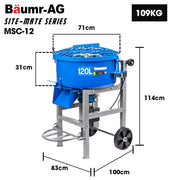 BAUMR-AG 120L Forced Action Pan Mixer, 1500W Electric, Heavy-Duty Frame