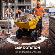 BAUMR-AG 300kg / 110L Electric Wheelbarrow, Motorised Tipping Action, 48V 20Ah Battery Powered Mini Dumper