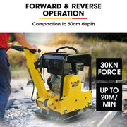 BAUMR-AG 185kg Reversible Vibratory Plate Compactor, Commercial 9HP 270cc, 500x700mm, Wheel Kit, for Sand Soil Gravel Asphalt (BCX-950)