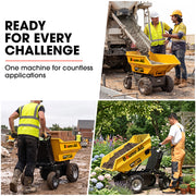 BAUMR-AG 48V Battery Powered Wheelbarrow, 200L Bucket, 1000W Brushless Electric Motor, 280kg Capacity, 8hr Max Runtime