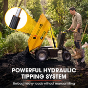 BAUMR-AG 48V Battery Powered Wheelbarrow, Hydraulic 200L Bucket, 1000W Brushless Electric Motor, 500kg Capacity