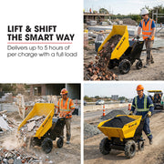 BAUMR-AG 300kg / 110L Electric Wheelbarrow, Motorised Tipping Action, 48V 20Ah Battery Powered Mini Dumper