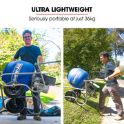 BAUMR-AG 100L Cement Concrete Mixer, Easy Clean, Ultra-Light, Rust-proof, Impact-Resistant Poly Drum, 16 Inch Tyres