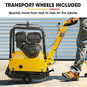 BAUMR-AG 185kg Reversible Vibratory Plate Compactor, Commercial 9HP 270cc, 500x700mm, Wheel Kit, for Sand Soil Gravel Asphalt (BCX-950)