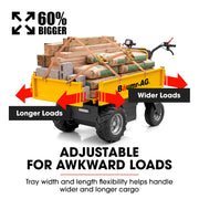BAUMR-AG 48V Battery Powered Wheelbarrow, Hydraulic 200L Bucket and Flat Bed Tray, 1000W Brushless Electric Motor, 500kg Capacity