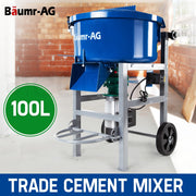 Baumr-AG 100L Mixer Mortar Electric Cement 1500W Screed Pan Heavy Duty