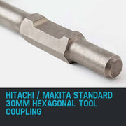 BAUMR-AG 140mm Square-Tipped 30mm Hex Clay Spade Jackhammer Chisel with Bonus Carry Case