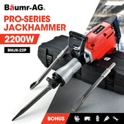 Baumr-AG 2200W Pro-Grade Electric Demolition Jackhammer, with 3 Bonus Chisels, Carry Case