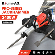 Baumr-AG 2400W Pro-Grade Electric Demolition Jackhammer, with 3 Bonus Chisels, Carry Case