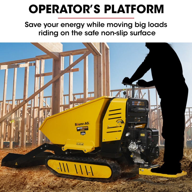 BAUMR-AG Motorised Ride On Tracked Wheelbarrow Dumper, 10HP Briggs & S ...