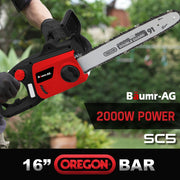 BAUMR-AG 2000W Electric Chainsaw, 16 Inch Oregon Bar and Chain