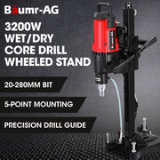 BAUMR-AG 3200W 280mm Concrete Core Drill with Wheeled Stand Rig