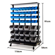 BAUMR-AG 94 Parts Bin Rack Storage System Mobile Double-Sided - Blue