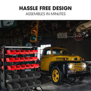 BAUMR-AG 52 Parts Bin Rack Storage System Mobile Double-Sided - Red