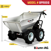 BAUMR-AG 6.5HP Mini Dumper Power Barrow Petrol-Powered with Galvanised Bucket