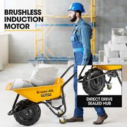 BAUMR-AG 40V Battery Powered Wheelbarrow Motorised Electric, 80L Bucket Volume, 260kg Capacity