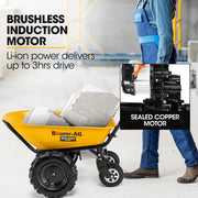 BAUMR-AG 40V Battery Powered Wheelbarrow Motorised Electric, 100L Bucket Volume, 4 Wheel, 260kg Capacity