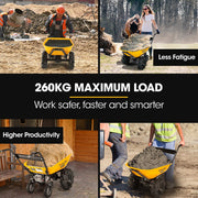 BAUMR-AG 40V Battery Powered Wheelbarrow Motorised Electric, 100L Bucket Volume, 4 Wheel, 260kg Capacity