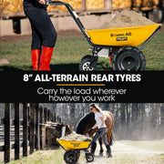 BAUMR-AG 40V Battery Powered Wheelbarrow Motorised Electric, 100L Bucket Volume, 4 Wheel, 260kg Capacity