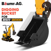 BAUMR-AG Digging Bucket for BSR8000 1T Excavator, 11L, Twin Chisel Teeth, Heavy-Duty Steel