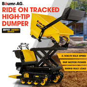 BAUMR-AG Tracked High Lifting/Tipping Power Barrow, 500kg Load Capacity, Hydrostatic, 9hp Engine