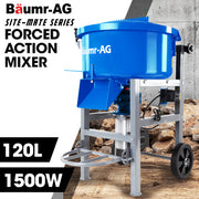 BAUMR-AG 120L Forced Action Pan Mixer, 1500W Electric, Heavy-Duty Frame
