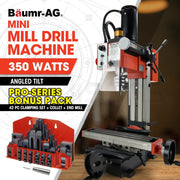 BAUMR-AG 350W Variable Speed Vertical Tilting Head Benchtop Mini Mill Drill Press, with Clamp Kit