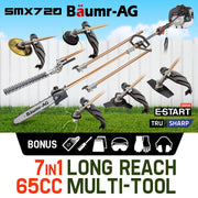 BAUMR-AG 65cc 7in1 Long Reach Garden Multi-tool, Pole Saw, Hedge & Line Trimmer, Brush Cutter, 12