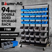 BAUMR-AG 94 Parts Bin Rack Storage System Mobile Double-Sided - Blue