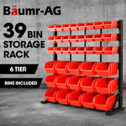 BAUMR-AG 39 Parts Bin Rack Storage System Floor Mount - Red
