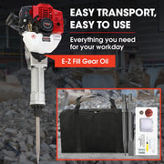 BAUMR-AG 2 Stroke 52cc Petrol Jackhammer, with 2 Chisels, Carry Bag