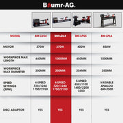 BAUMR-AG 1000 x 350mm Wood Lathe Turning Machine, 370W S1 Motor, 4 Speed