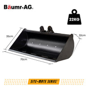 BAUMR-AG Grading Ditching Bucket for BSR8000 1T Mini Excavator, 700mm, 43L, Heavy-duty Steel, Spreading, Backfilling