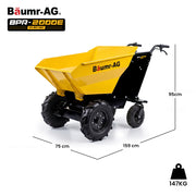 BAUMR-AG 300kg / 110L Electric Wheelbarrow, Motorised Tipping Action, 48V 20Ah Battery Powered Mini Dumper