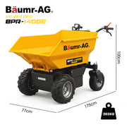 BAUMR-AG 48V Battery Powered Wheelbarrow, Hydraulic 200L Bucket, 1000W Brushless Electric Motor, 500kg Capacity