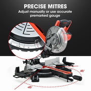 PRE-ORDER BAUMR-AG 210mm Sliding Compound Mitre Drop Saw and Adjustable Stand Combo