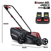 BAUMR-AG 450CX 40V SYNC Cordless Lawn Mower Kit, Fast Charger, 2 x 4Ah Battery, 320mm Grass Cutting Path