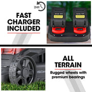 BAUMR-AG 450CX 40V SYNC Cordless Lawn Mower Kit, Fast Charger, 2 x 4Ah Battery, 320mm Grass Cutting Path