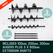 Baumr-AG Post Hole Digger 75CC Posthole Earth Auger Fence Borer Petrol Drill Bit