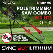 PRE-ORDER BAUMR-AG Cordless 2 in 1 Pole Chainsaw and Hedge Trimmer Combo Kit, with 20V SYNC Battery and Charger